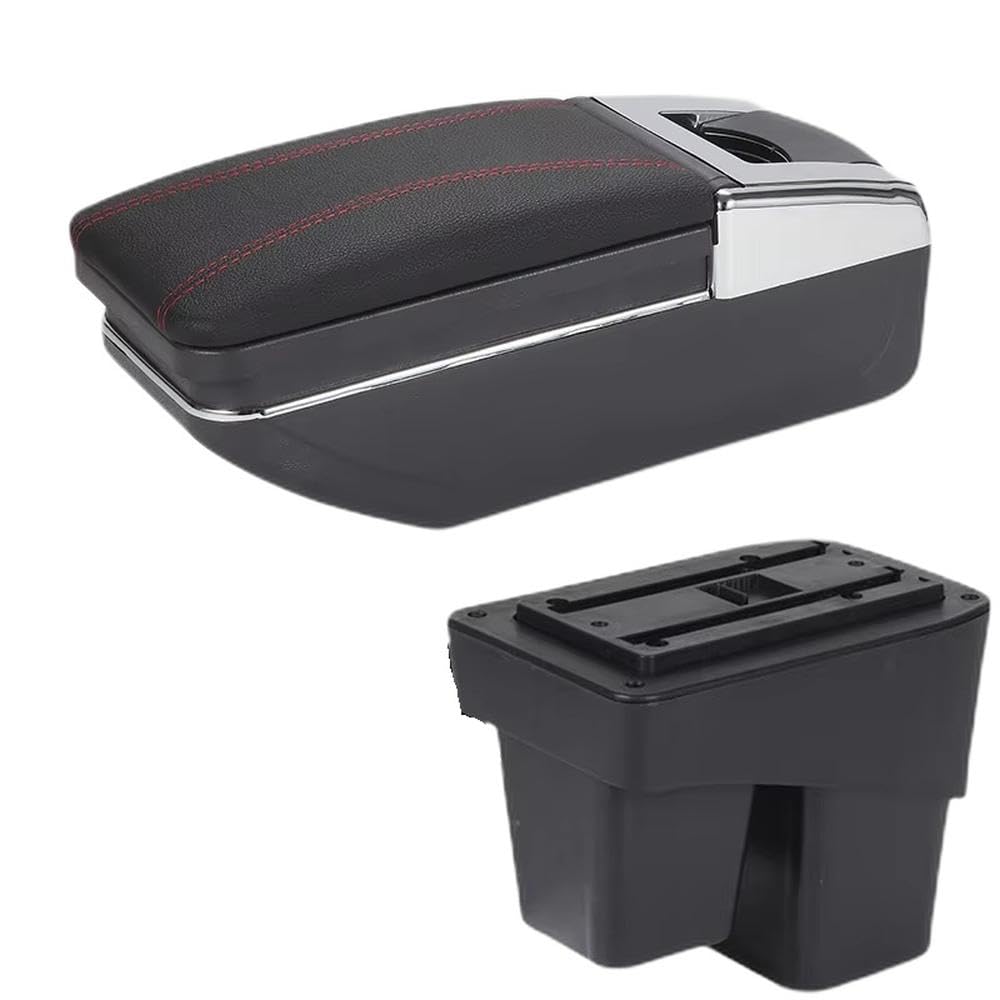 SXQPOCAR For WR-V For Fit For Jazz 3 2014-2020 Car Armrest Box Storage Box Retrofit Parts Replacement Parts(C1 Black red No USB)