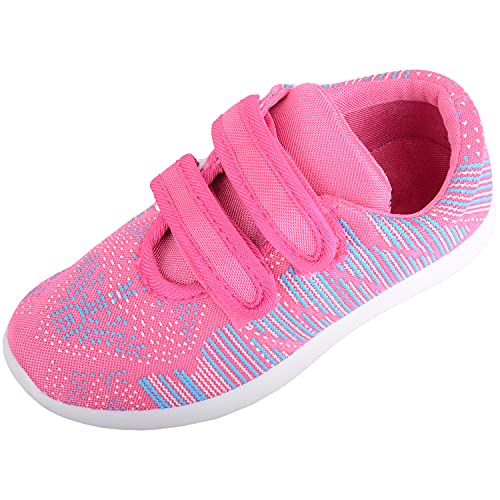 ABSOLUTE FOOTWEAR Childrens Kids Lightweight Mesh Multi-Coloured Sports Walking Running Trainers Sneakers - Pink - US