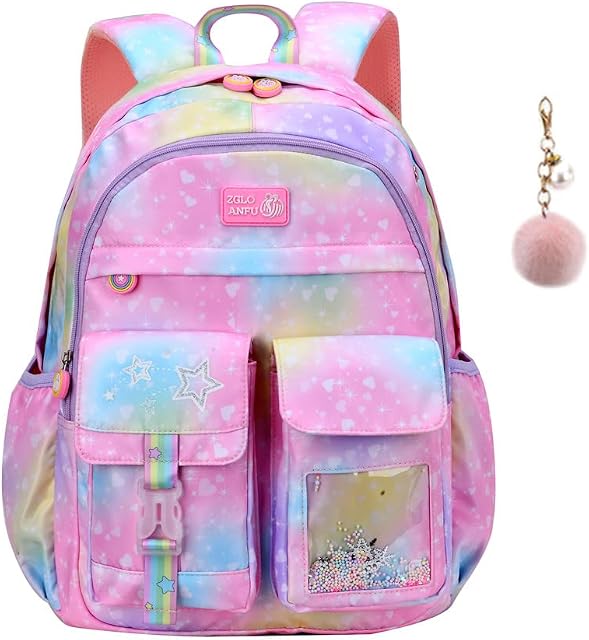 VIDOSCLA Cute Coloful Casual Daypack for Girls,Teens Elementary School Backpack,Primary Book Bags forTeens
