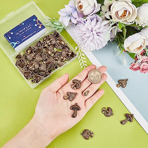 SUNNYCLUE 1 Box 64Pcs Mushroom Charms Mushrooms Charms Antique Bronze Cute Magic Plants Tiny Small Alloy for Jewelry Making DIY Necklace Earrings Bracelets Craft Supplies - Image 3