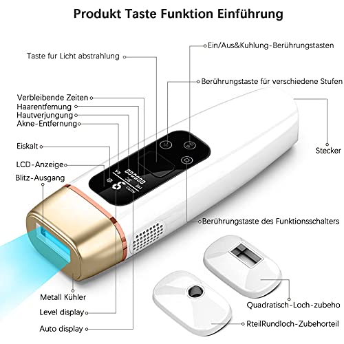 Yosemy IPL Geräte Haarentfernung mit Eiskühlsystem,Schmerzlose Haarentfernungsgerät Dauerhaft Glatte Haut mit Photorejuvenation für KöRper,Gesicht,Bikini-Zone,Achseln inkl 2 spezieller Aufsätze - Image 7