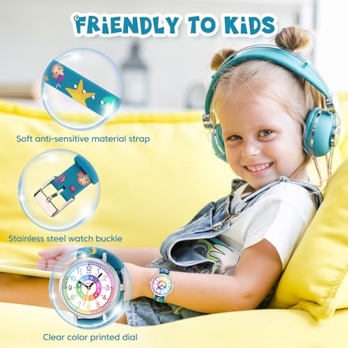 Time Teacher Kids Watch for Children Girls Boys,3D Cartoon Waterproof Analog Watches for Girls Ages 3-12,Toddler First Watch,Educational Teaching Kids Watch Gifts with Easy to Read Dial4