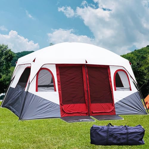 Tente Familiale 8-10 Personnes Tunnel - Imperméable UV - Avec Fenêtres - XL