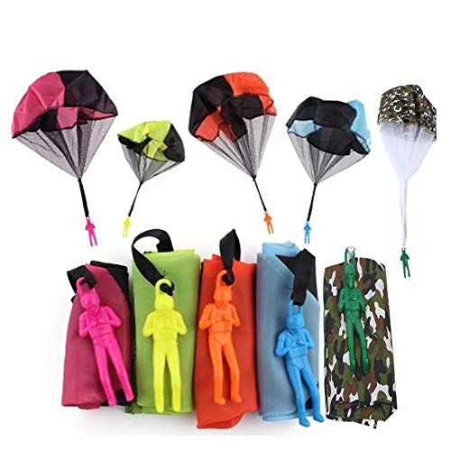 Children Throw Parachute Toy 10 Pcs Triangle Free Throwing Toy Hand Throw Parachute Army Man Children’s Flying Toys Parachute Play Inflatable Toys