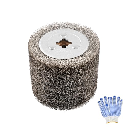 Image of 4.7 inch x 4 inch Stainless Steel Wire Drawing Wheel, Wire Brush Drum Surface Conditioning Tool, Metal Polishing Wheel for Metal Surface Polishing Grinding Removing Rust-3 /4 Quad Keyway