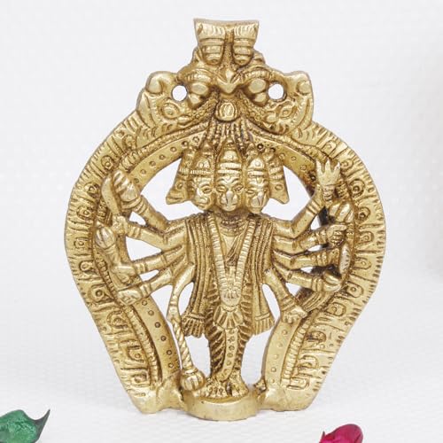 ARTVARKO Panchmukhi Hanuman messing wand/deur opknoping Bajrangbali idool ingang voor thuiskantoor 12,7 cm