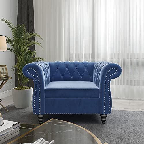 Sillón Chesterfield Plegable Azul