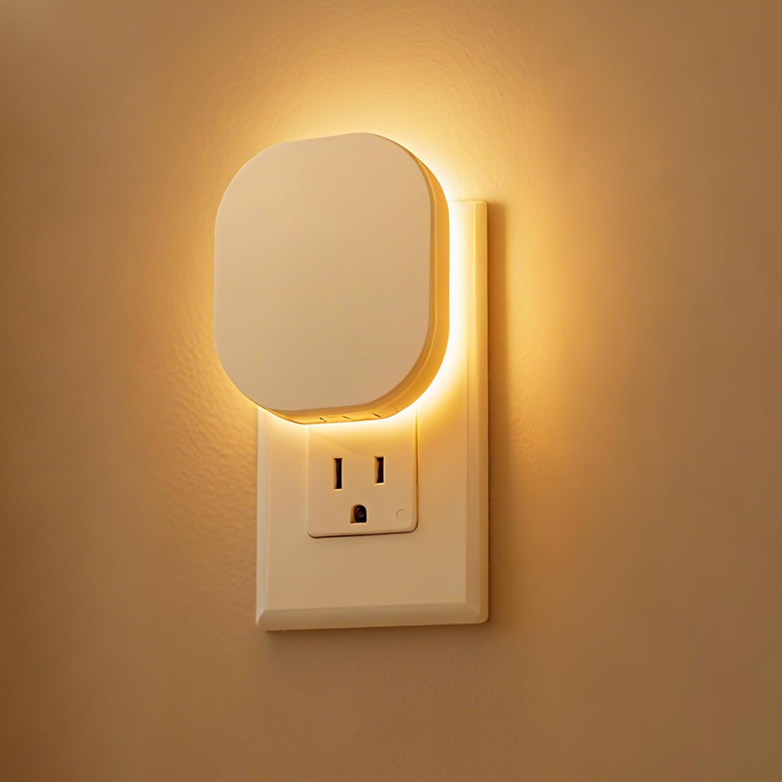 Backlit Night Lights Plug Into Wall 2 Pack Motion Sensor Dusk-to-Dawn Sensor Soft White with Adjustable Brightness Auto-On