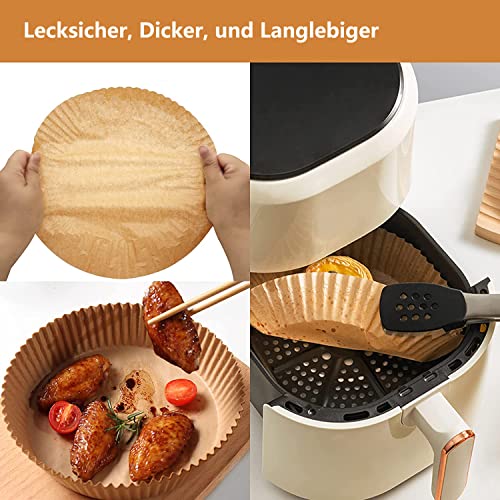 HONYAO Backpapier für Heißluftfritteuse XXL 6,5-9 L, Rund 23 cm 100 Stück Pergamentpapier Airfryer Liners, Einwegartikel Paper Zubehör für Ofen und Air Fryers – Bild 3