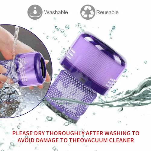 Image of Replacement Filters Compatible with Dyson V10, 3-Pack Washable & Reusable for V10 Cyclone Animal Absolute Total Clean SV12, Part 969082-01, High Suction Performance for Pet Hair & Dust