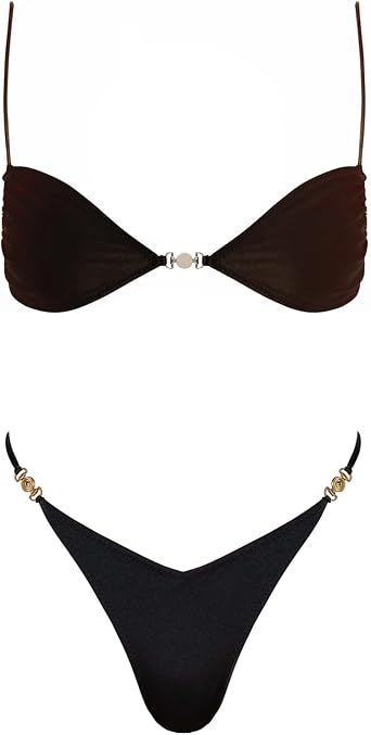Womens Triangle Bikini Set Tie Solid Sexy Thong Cheeky Two Piece Swimsuit Bathing Suit