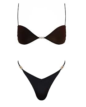 Amazon.com: VOLAFA Women's Triangle Bikini Set Tie Solid