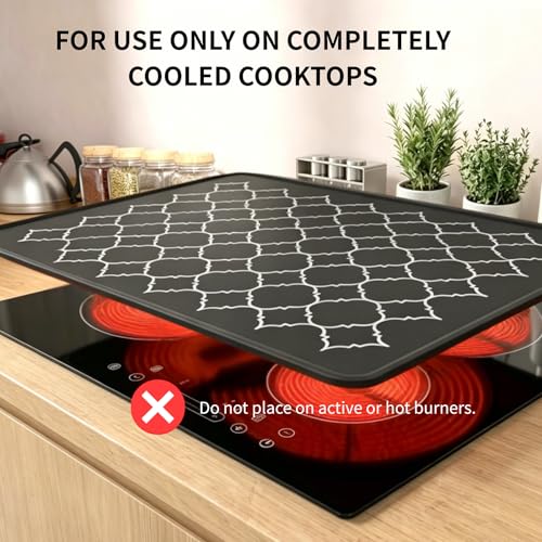 Image of Stove Top Covers for Electric Stove, 30x21inch Glasstop Protector | Silicone Stovetop Cover Cover, Non-slip Flat Oven Dish Drying Mats for Kitchen Counter, Cooktop Guard Mat for Kitchen RV