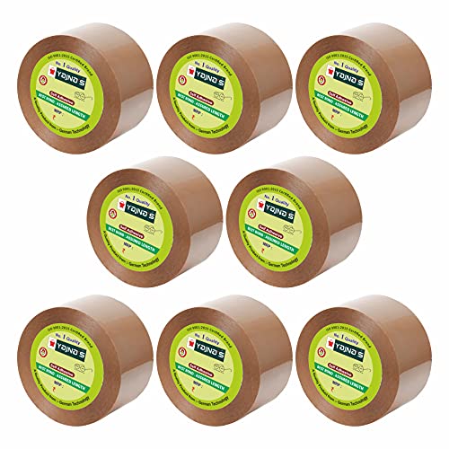 Image of YAJNAS Brown BOPP Tape Self Adhesive High-Strength Packing Tape Roll, Packaging Tape | Brown Cello Tape | e-Commerce Packaging Tape for Home, Office Use & Box Packaging (3 Inch, 200, 8)