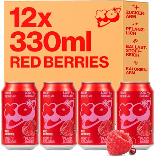 XO Red Berries Lemonade (12 x 330 ml) | erfrischend, natürlich, ballaststoffreich | 6 g pflanzliche Präbiotika | wenig Zucker & Kalorien