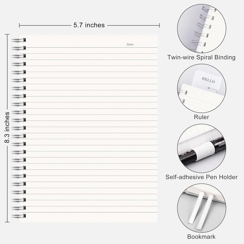 Image of A5 Lined Paper Notebooks, 5.5 x 8.2 inches, LINED Book,100 GSM Premium Paper, 480 Pages, Waterproof Cover, Set of 3