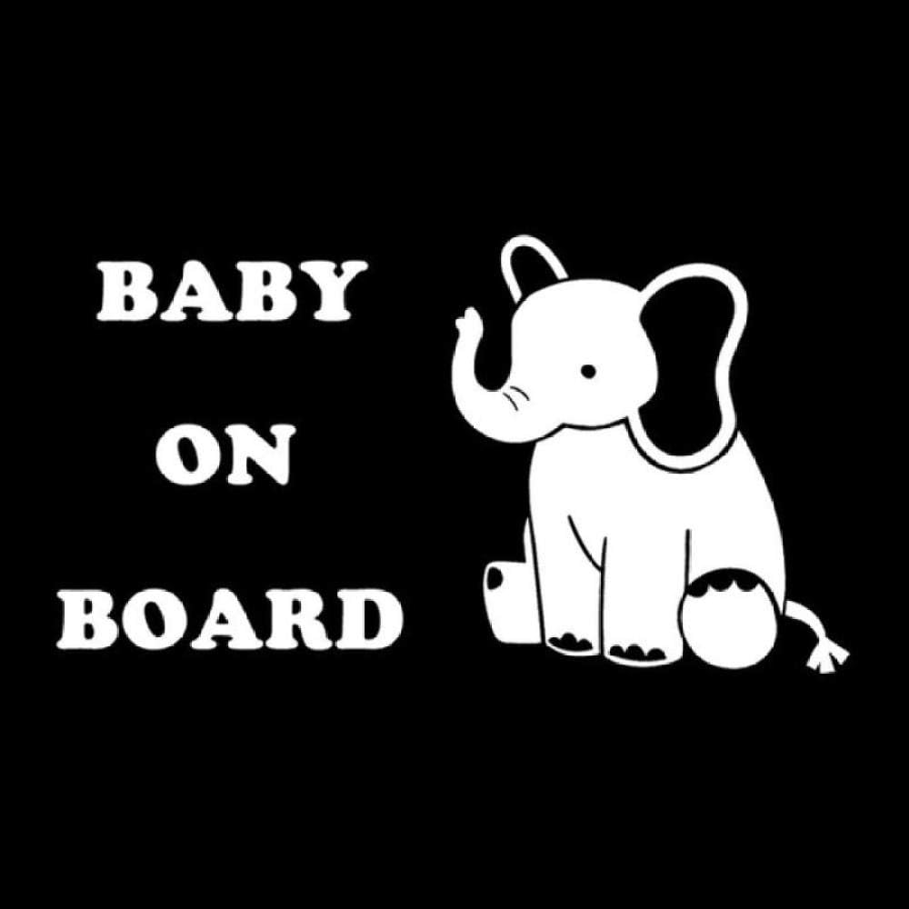 Zxdcd 15.8X8.7Cm Cute Baby Elephant Cartoon Window Decal Baby On Board Fashion Car Sticker White