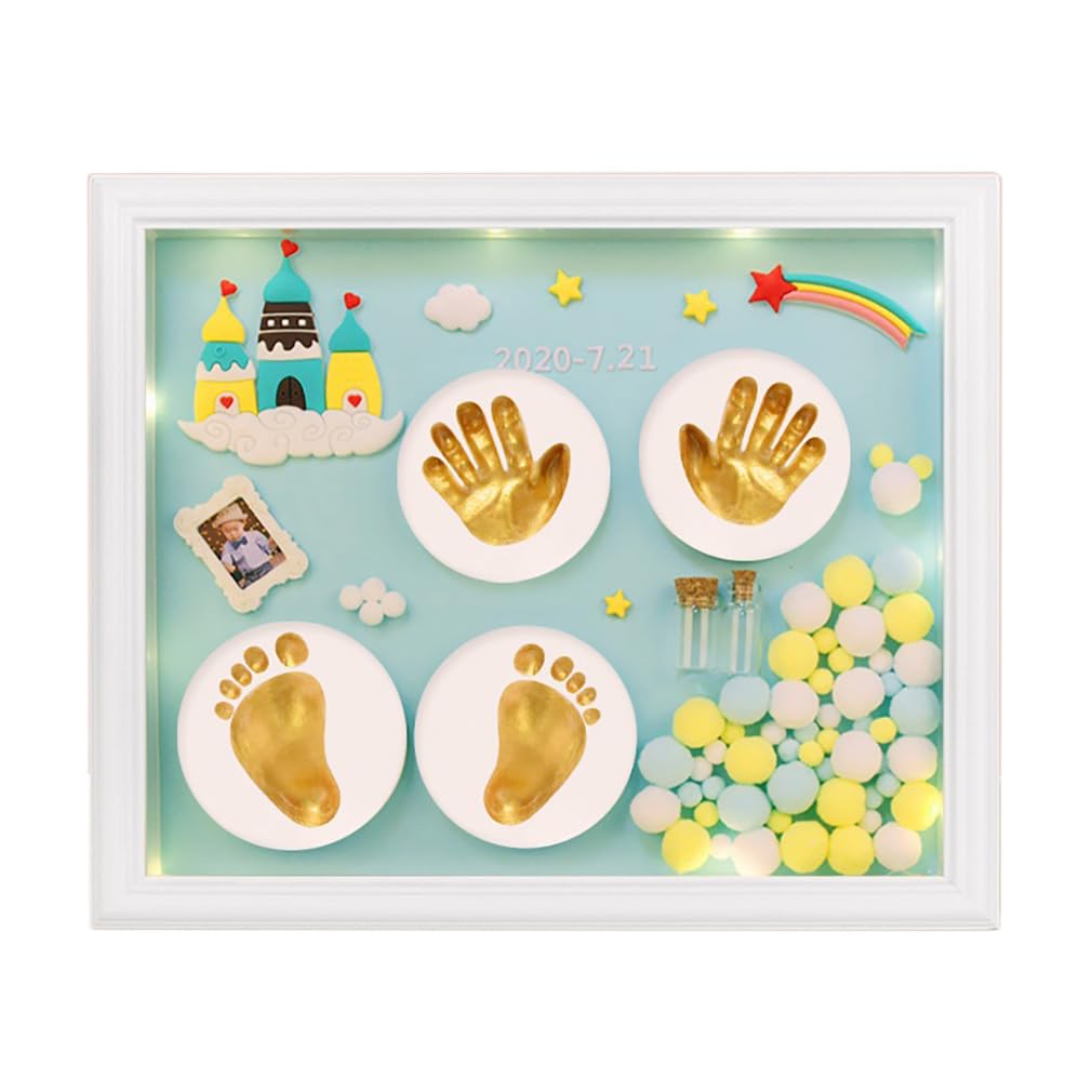 Zestaw dla Noworodka Ramka Odcisk Dłoni I Stopy,Ślad Dziecka Zestaw Pamiątkowa Ramka na Zdjęcia,Prezenty na Baby Shower dla Dziewcząt Chłopców,Dekoracja Pamiątkowa dla Dziecka