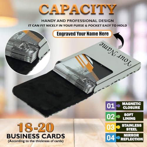 Image of Engraved Your Name Customized On Vertical Card Holder -Luxurious Unisex Design-RFID Blocking Stainless Steel 1 x 10 x 6 cm for Credit|Debit|ATM|Business Visiting Corporate Gift (LG-PTI)