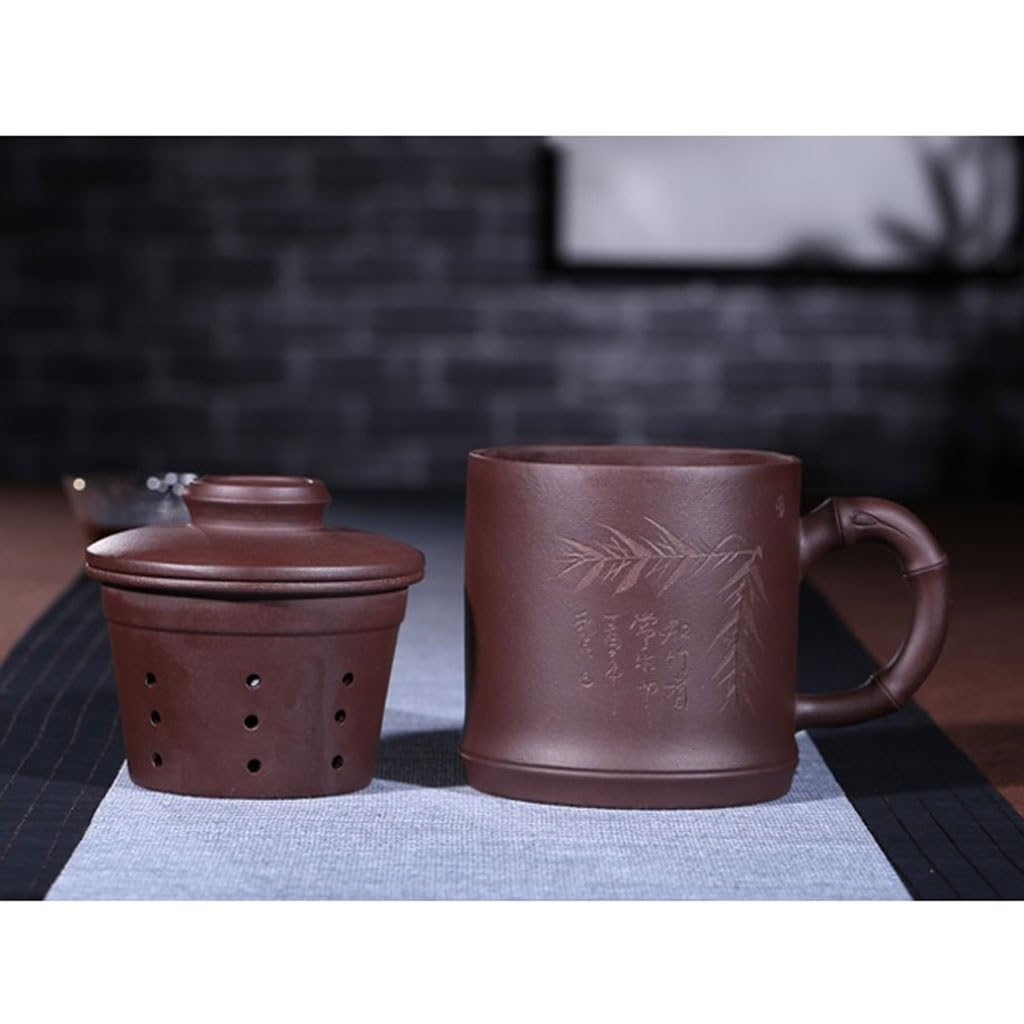 Tasse à thé Tasse à thé avec Filtre à Doublure, Tasse à Sable Violet, Grande Tasse à Eau for Infusion de thé, Service à thé de Bureau Fait à la Main, 450 ML Tasses à thé réutilisables