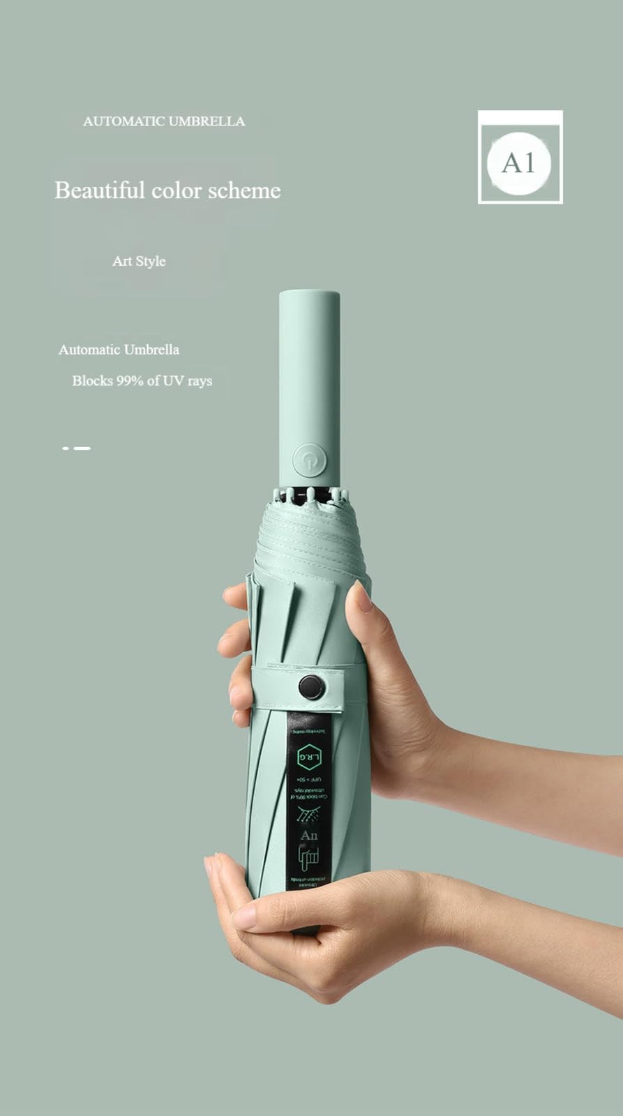 Ombrello da Viaggio Pieghevole Automatico Antivento - Design Compatto, Adatto per Spostamenti O Uscite -16 Ossa-Rosa