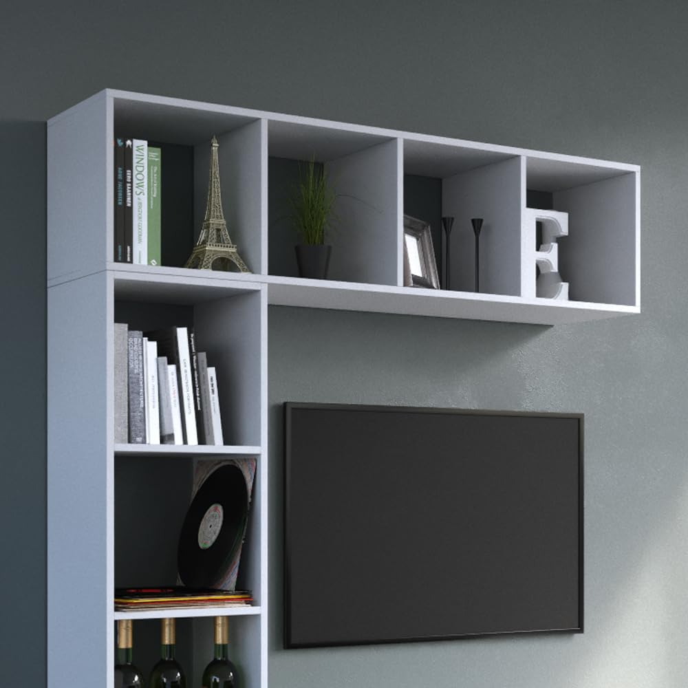Vicco Meuble de Rangement Cube Ludus, Blanc, 142.5x36.2cm, pour Le Rangement et la présentation de Livres et de boîtes