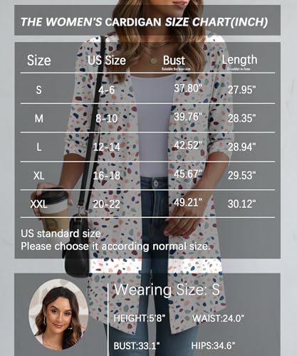 Image of YSYOKOW Womens Open Front Long Cardigan 3 /4 Sleeve Lightweight Knit Cardigan Casual Layering Spring Summer