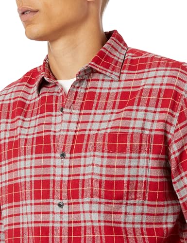 Image of Amazon Essentials Men's Regular Fit Long-Sleeve Flannel Shirt, Soft Brushed Cotton, Lightweight yet Warm