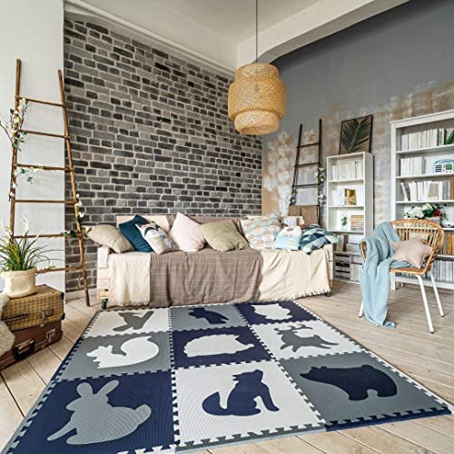 Hakuna Matte grote puzzelmat voor baby's 1,8x1,8m – 9 XXL Tegels 60x60cm met dieren – 20% dikkere speelmat in een milieuvriendelijke verpakking – reukloos baby speelkleed zonder schadelijke stoffen - Afbeelding 7