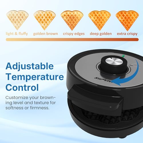 Image of Heart Electric Waffle Iron: Belgian Waffle Maker with Temperature Control Knob, Waffle Machine with Nonstick Plates Easy Clean, Breakfast Maker for Kids and Families, Stainless Steel