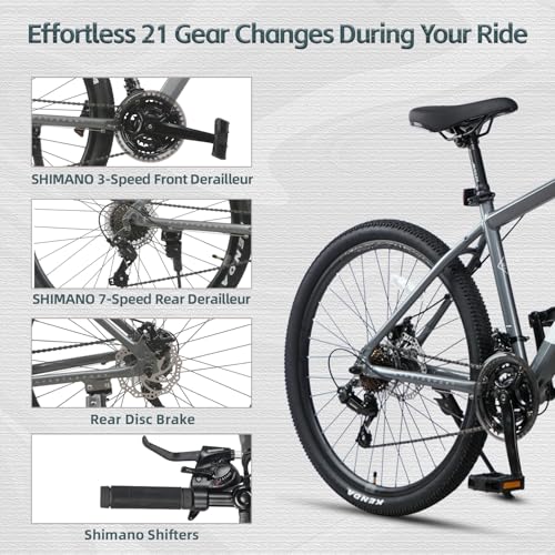 Image of AVASTA Earth 26 27.5 Inch Mountain Bike MTB for Adult Man Women Male | Lightweight Aluminum Alloy Frame, Dual Disc Brakes, Switchable Front Suspension, 21-Speed Gear Shifter