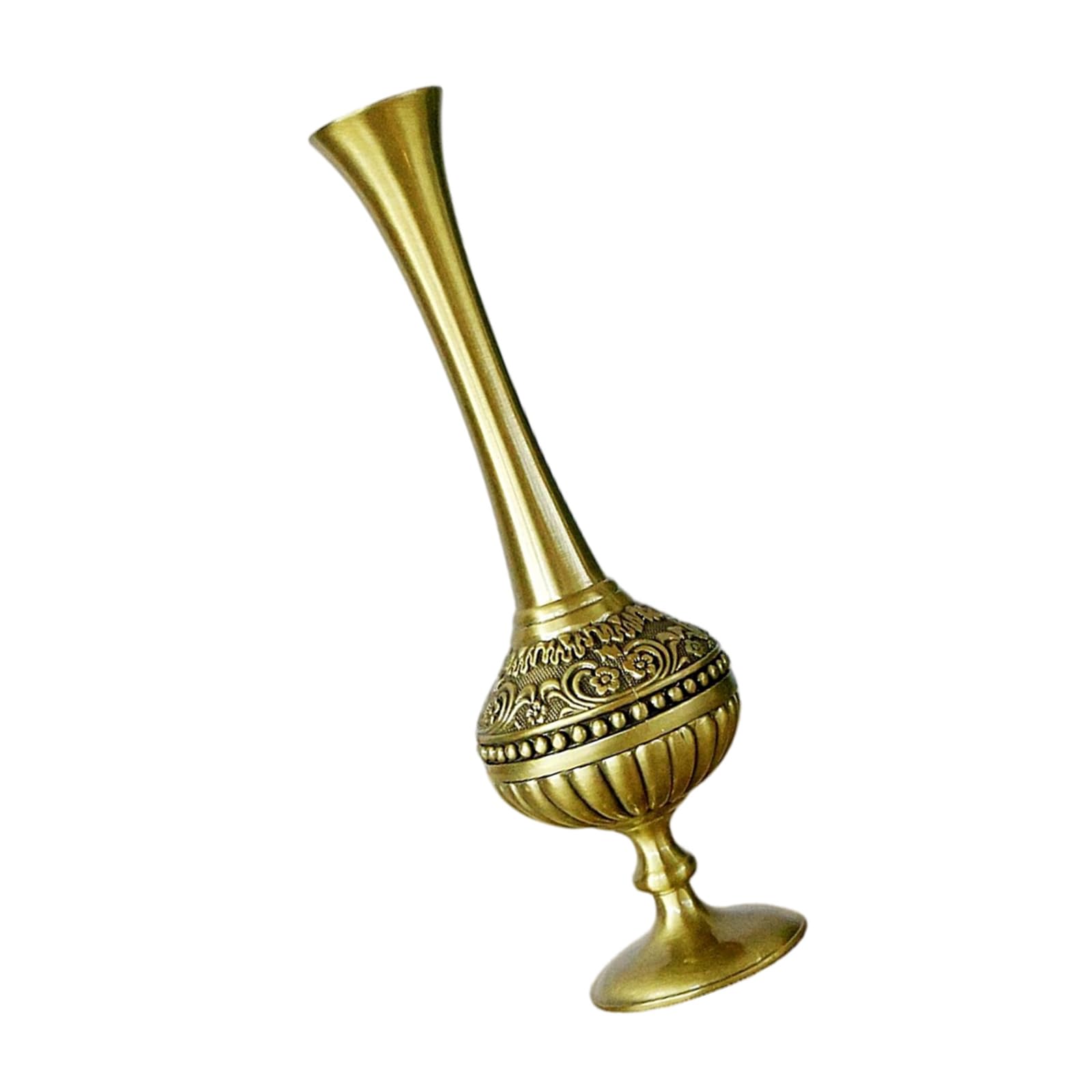 Antique Engraved Tall Metal Vases Narrow Neck Buds for Floral Arrangement Displays and Interior Styling Decors Metal Narrow Neck