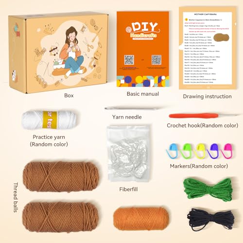 Image of Gipony Crochet kit for Beginners,Knitting kit,Equipped with Step-by-Step Video tutorials, Adult Junior Crochet kit,Crochet Animals kit,Crochet Capybara