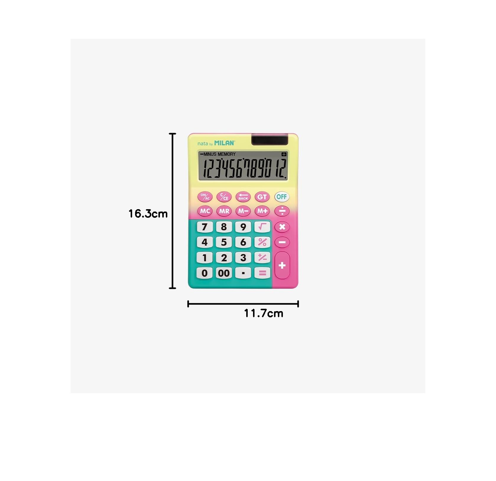 Pack De 12 Calculadoras Milan – 8 Dígitos, Multicolor, Diseño Funcional Y Moderno