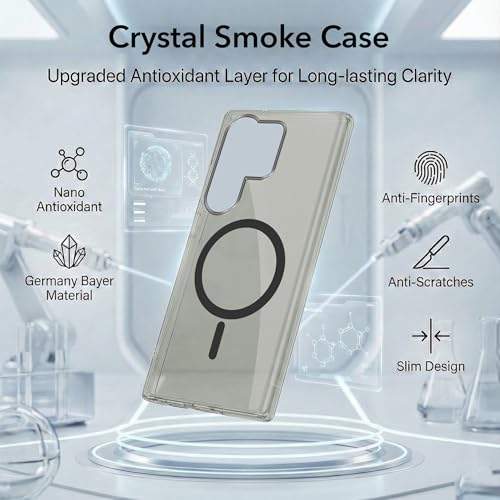 Image of Jkobi Lifetime Anti-Yellow MagSafe Compatible Clear Back Cover Case for Samsung Galaxy S26 Ultra (Sleek Hard Crystal | Shockproof and Camera Protection)