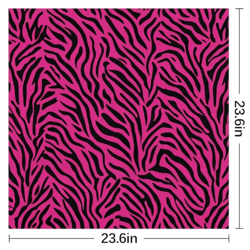Square Head Scarf Black Pink Zebra Skin Bandana Silk Feel Like Hair Wrap Shawl Lightweight Scarves Fashion Accessories for Women Girls3