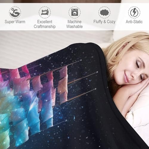Couverture en flannel super doux Rainbow voilier plaid lit