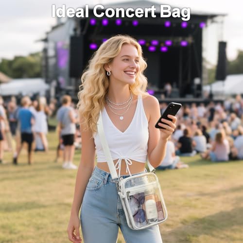 Image of PACKISM Clear Bag for Stadium Events - Clear Purses for Women Transparent Crossbody Messenger Bag for Concerts Game Day