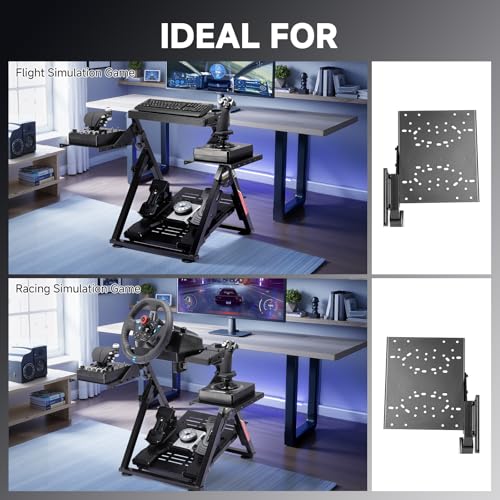 Image of GTPLAYER Flight & Sim Racing Wheel Stand Simulator Cockpit Racing Steering Shifter and Flight Control Mounts Fit for Logitech /Thrustmaster /PXN Gaming Devices, Electronic Devices NOT Included, Black