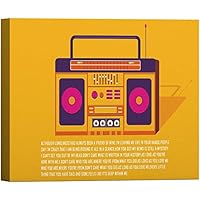 SIGNWIN Canvas Wall Art Retro Red Boombox Cassette Tapes Player with Dual Speakers in Orange Background Music Sound Illustrations Pop Art Colorful for Living Room, Bedroom, Office - 12x18 inches