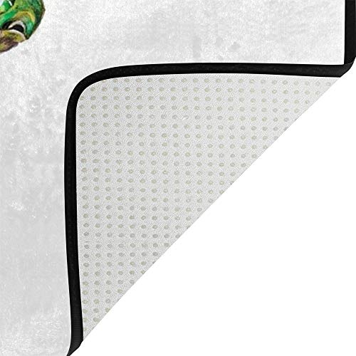 Tapis vert serpent aquarelle Ruchen en velours corail pour sol froid de salon - 5