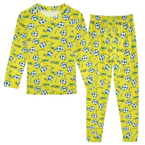 ALAZA Yellow Football Game Ball 2 Piece Pajama Set Long Sleeve Top and Pants Sleepwear Unisex