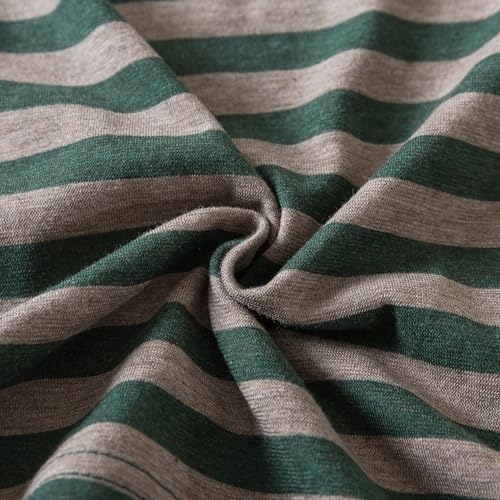 Image of H HOUSEHOLD 2-Pack Pillowcases 100% Cotton Knit Envelope Style, Ultra Soft Breathable Standard 13x18 Inch Pillow Cover, Machine Washable Dark Green and Grey Striped