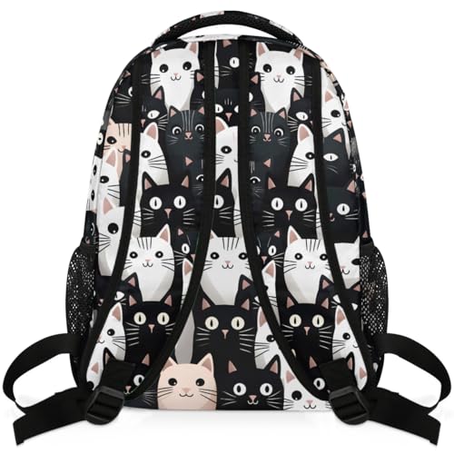 Black White Cat Backpack for Women Men Kids 16 Inch Laptop Backpack Lightweight Travel Backpack Purse Casual Daypack School Backpacks for Girls Boys4