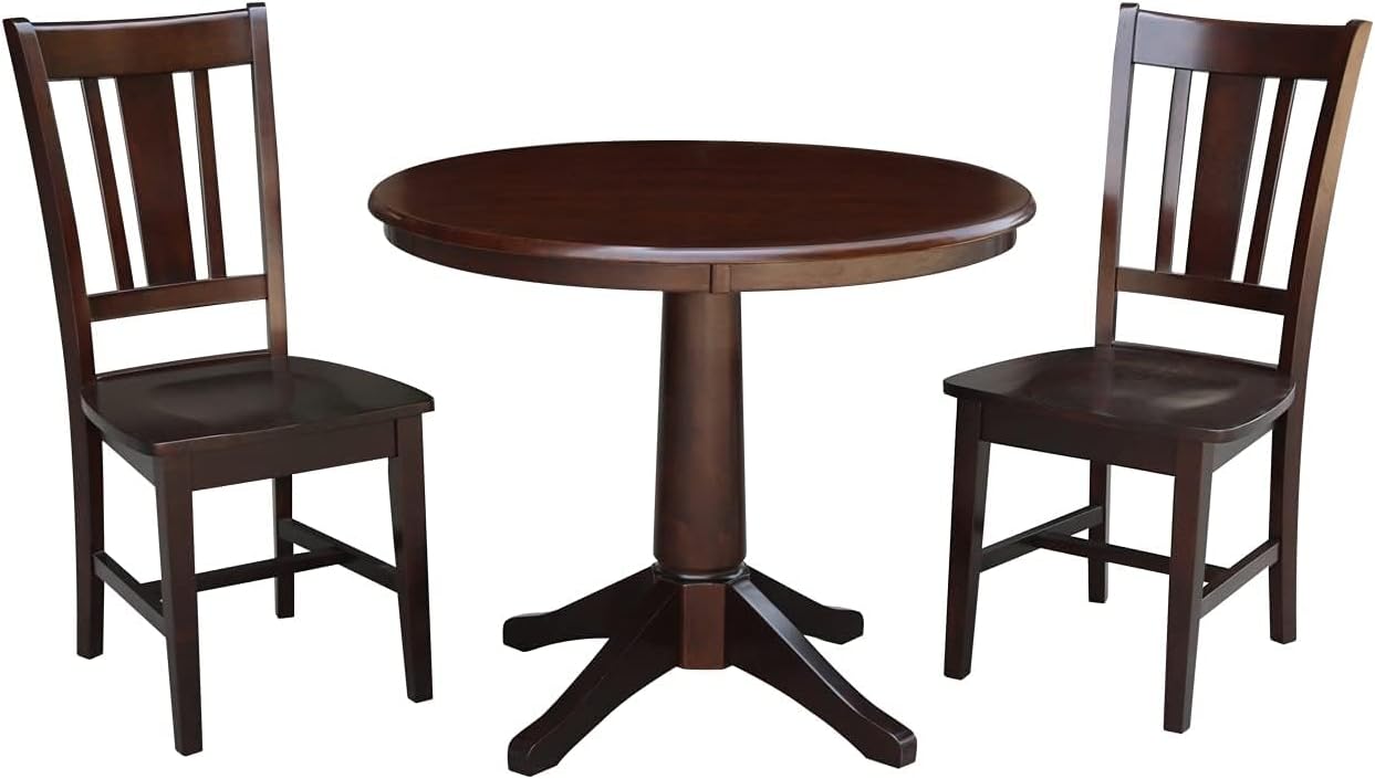 International Concepts 36" Round Top Pedestal Table - with 2 San Remo Chairs