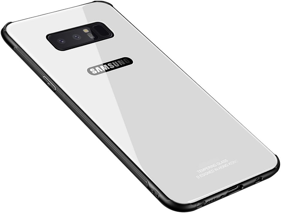 MAKAVO Samsung Galaxy Note 8 Case, MAKAVO Tempered Glass Back Cover Silicone Bumper Hybrid Anti-Scratch Shockproof Protective Hard Shell for Samsung Galaxy Note8 2017