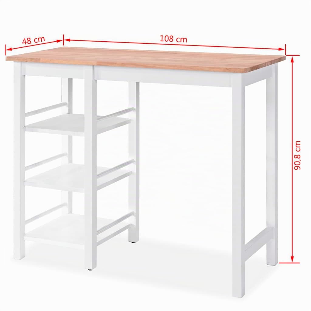 vidaXL Set Muebles Bar 3 Piezas Blanco Mobiliario Mesa Silla Alta Salón Cocina