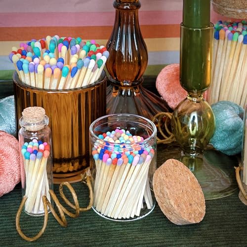 434 rainbow matches 100 count with striking stickers included  decorative unique amp fun for your home gifts accessories amp events  premium long wood safety matches by thankful greetings