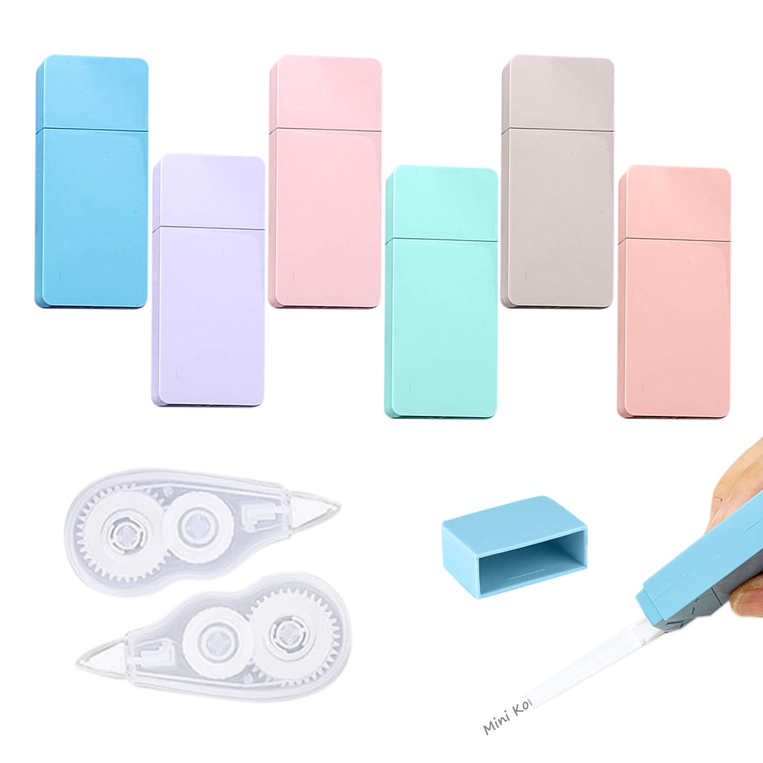 RNHDLY Lot De 6 Rubans Correcteurs Souris Mignon – Couleurs Morandi, Mini Format Portable