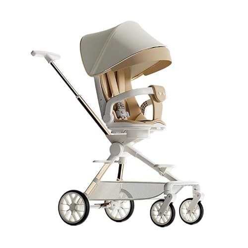 四輪車 手押し棒付き ベビーカー 軽量トロリー 折りたたみ式 360°回転ヘッドレスト 5点式安全ハーネス サンシェード 風日差し 雨から保護 調節可能なプッシュバー 衝撃吸収ホイール 安定して安全 赤ちゃんを散歩 旅行 遊びに連れて行くのに最適です (カ